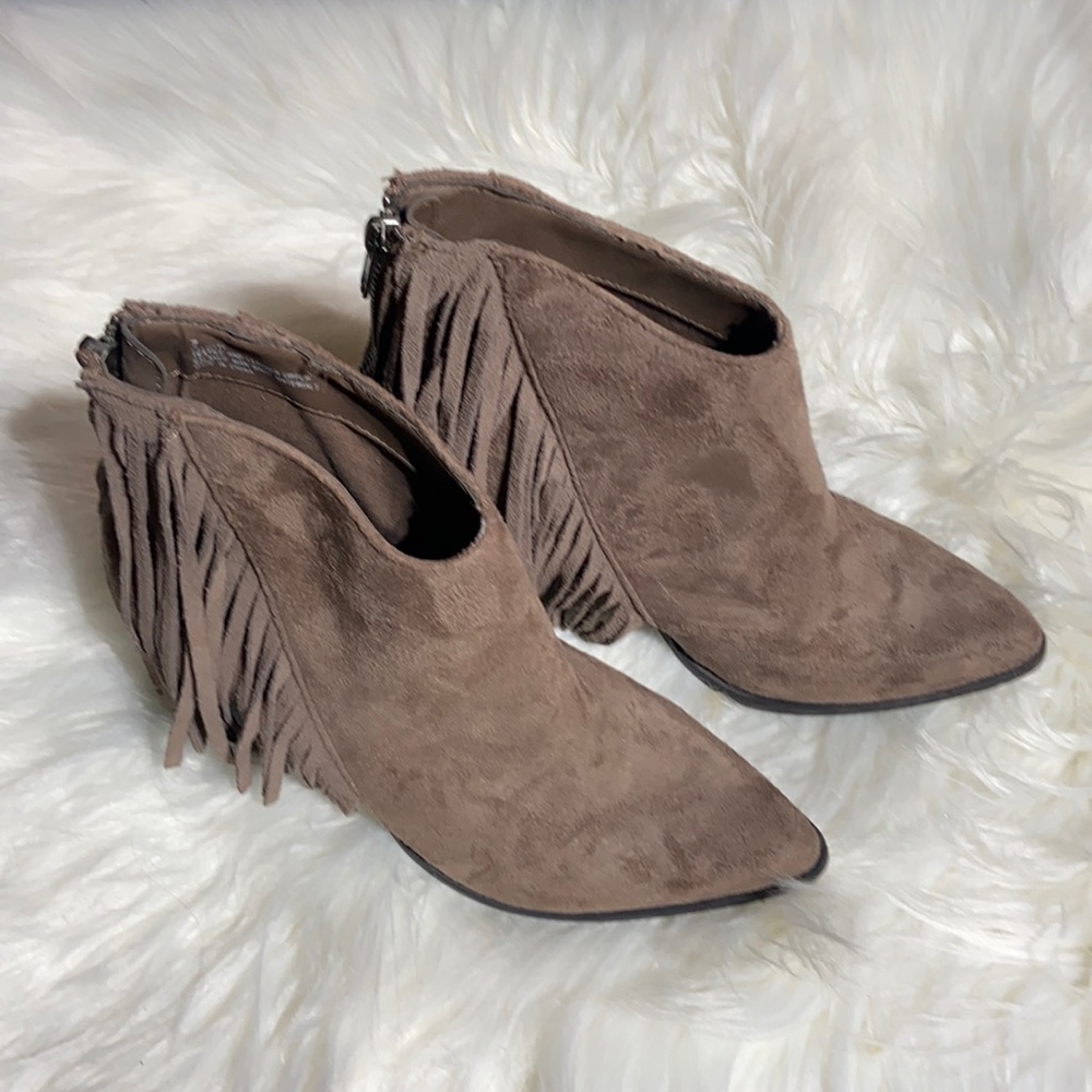 Charlotte Russe Taupe Fringe Bootie